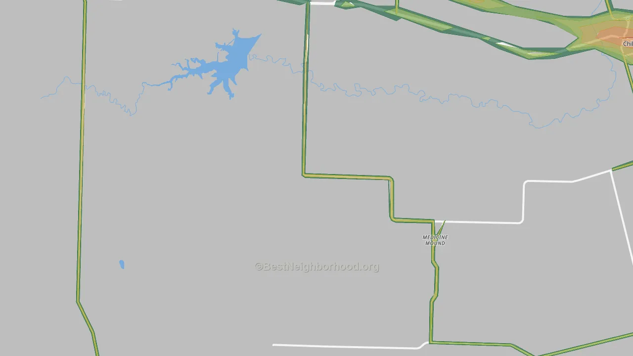 Medicine Mound, TX Map of Noise Levels in Medicine Mound