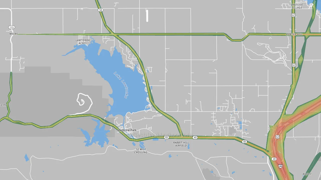 Medicine Park, OK Map of Noise Levels in Medicine Park