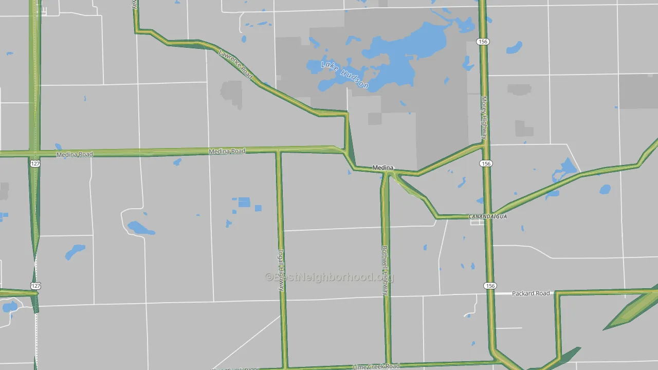 Medina, MI Map of Noise Levels in Medina