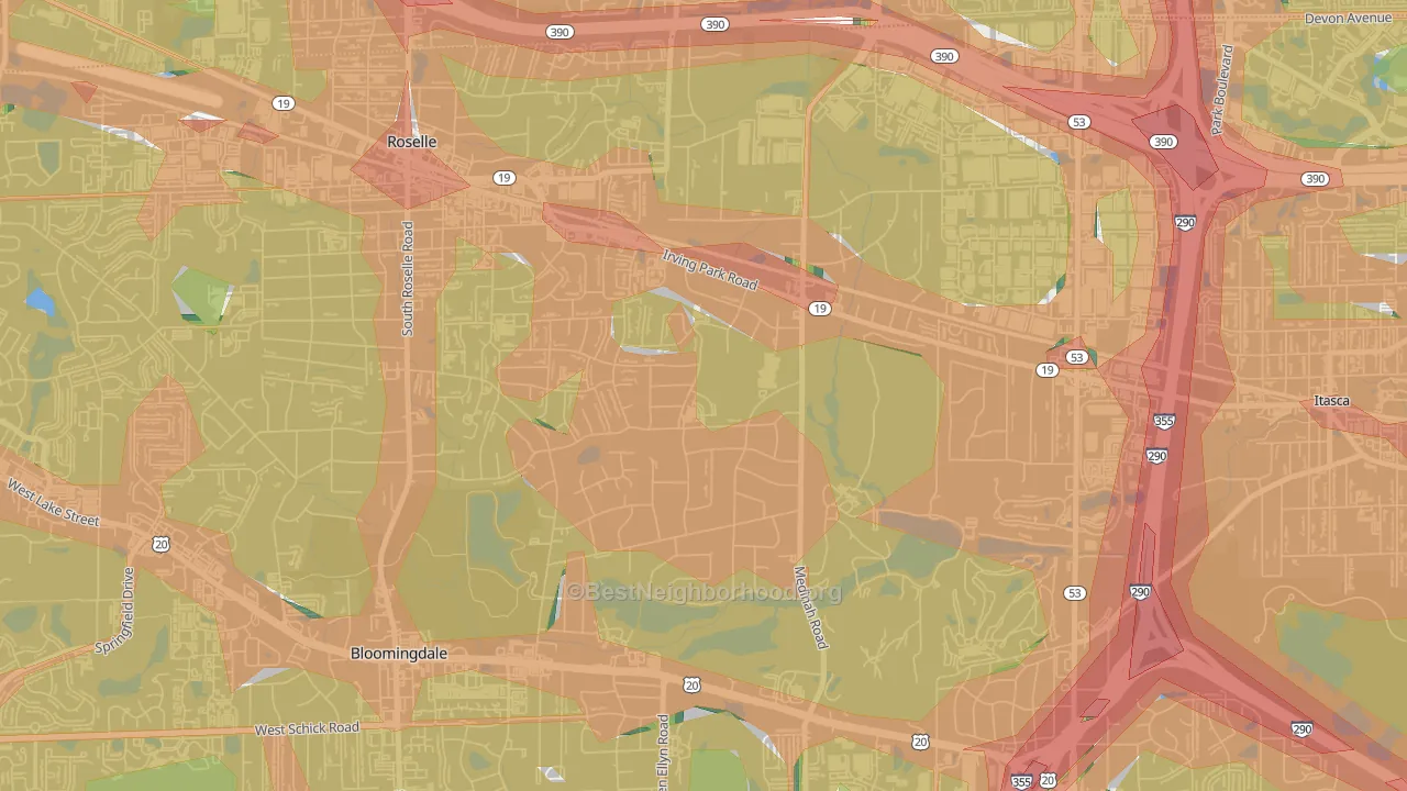 Medinah, IL Map of Noise Levels in Medinah