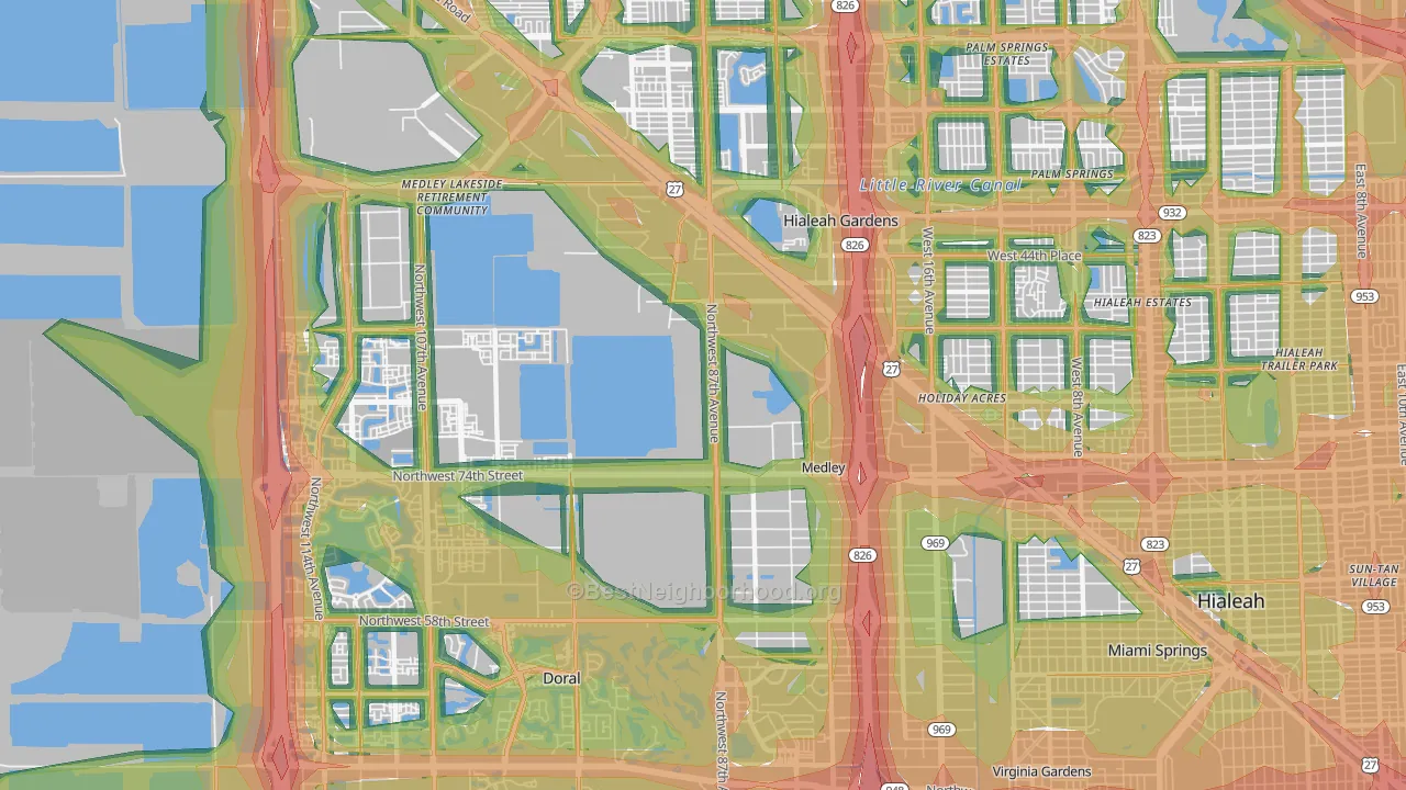 Medley, FL Map of Noise Levels in Medley