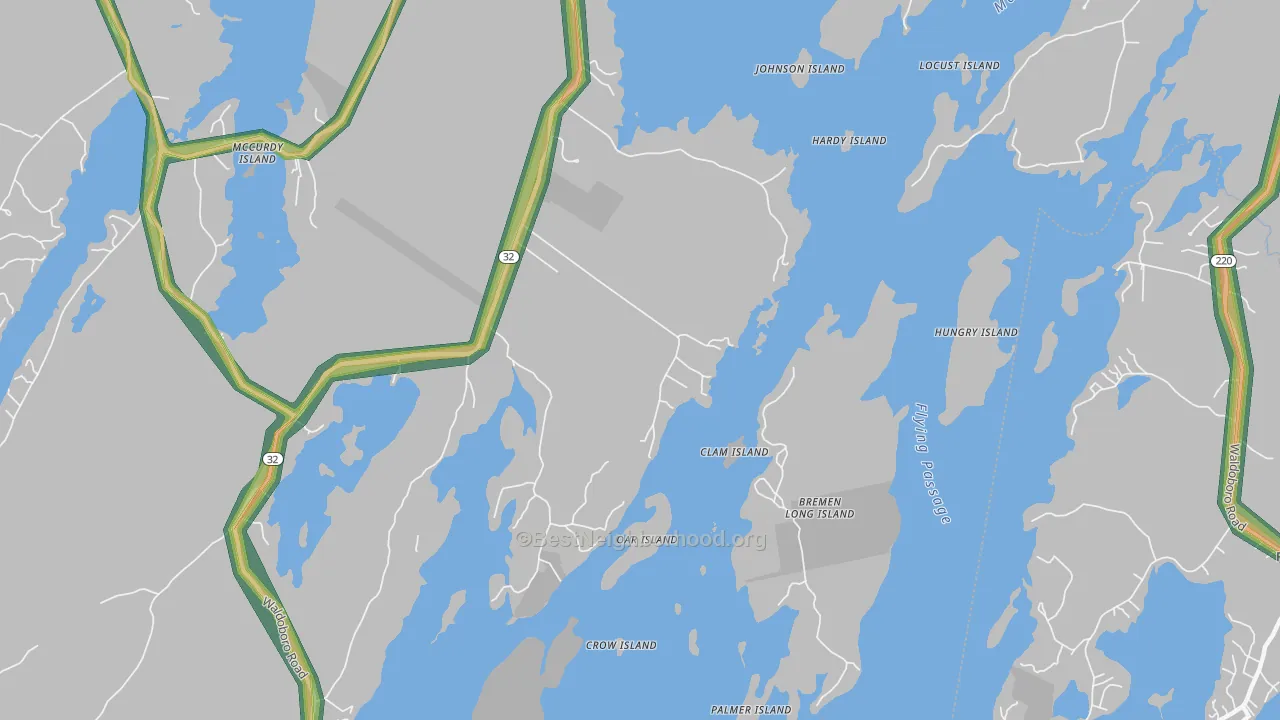 Medomak, ME Map of Noise Levels in Medomak