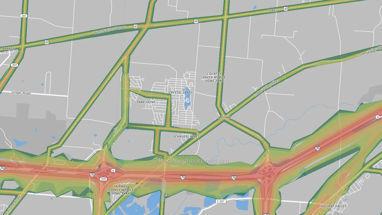 Medway, OH Map of Noise Levels in Medway