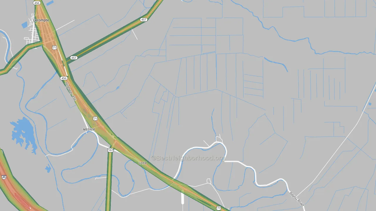 Meeker, LA Map of Noise Levels in Meeker
