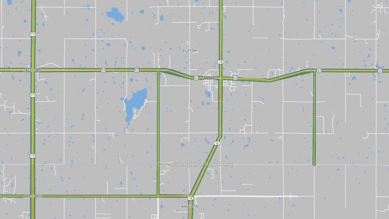 Meeker, OK Map of Noise Levels in Meeker