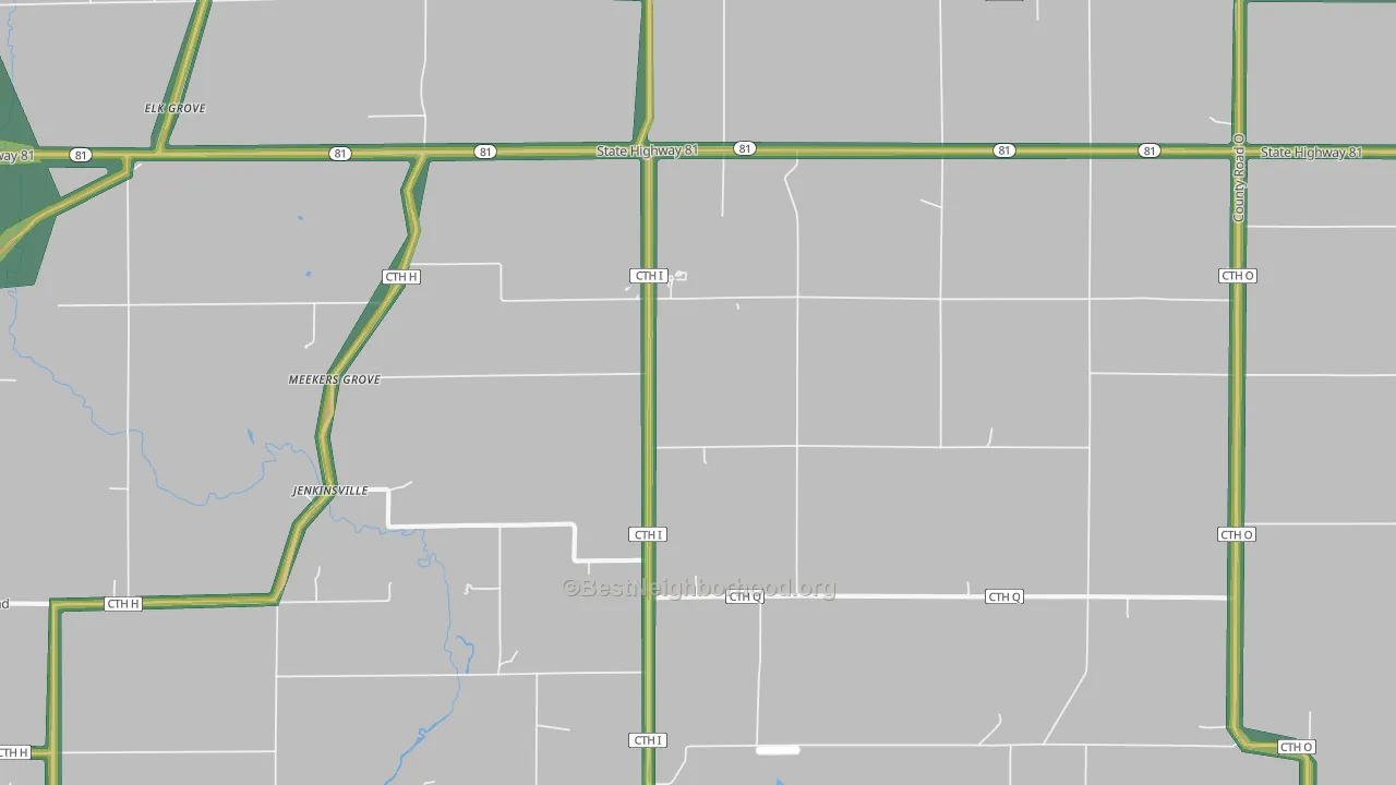 Meekers Grove, WI Map of Noise Levels in Meekers Grove