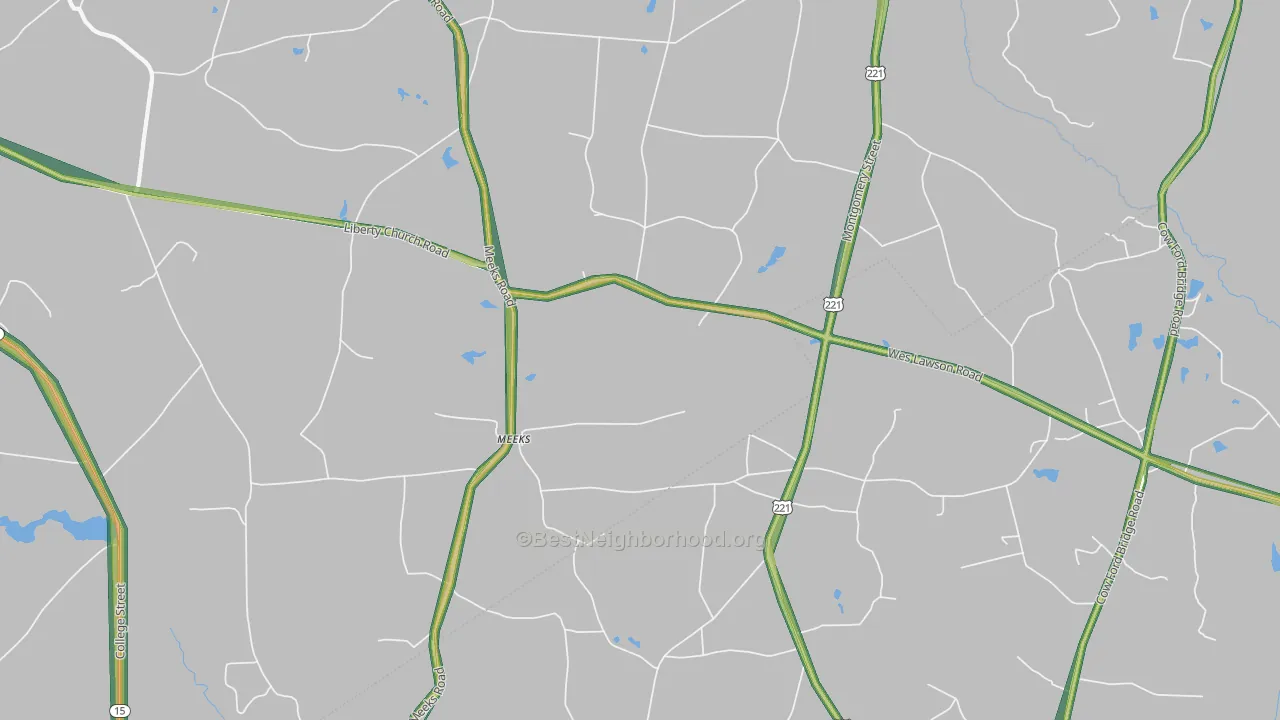 Meeks, GA Map of Noise Levels in Meeks
