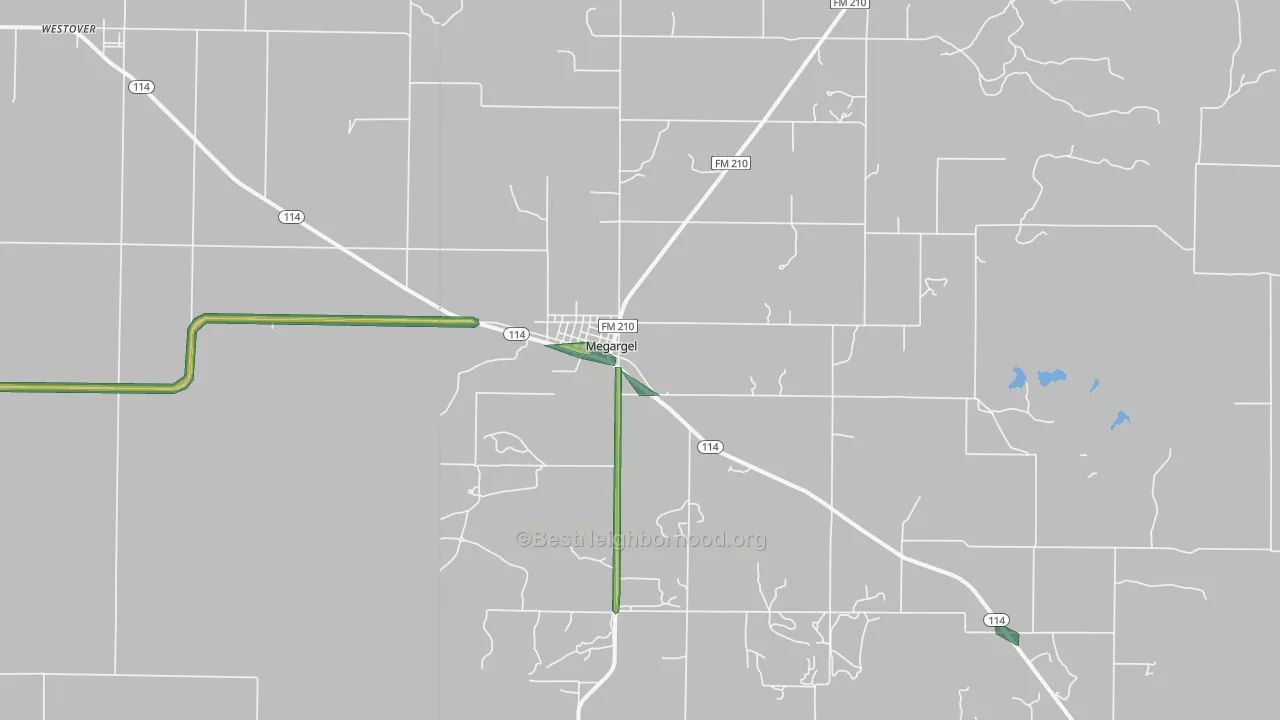 Megargel, TX Map of Noise Levels in Megargel