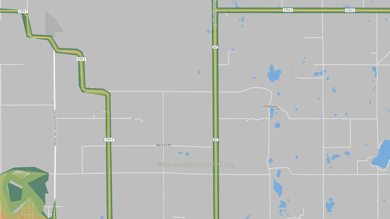 Meggers, WI Map of Noise Levels in Meggers