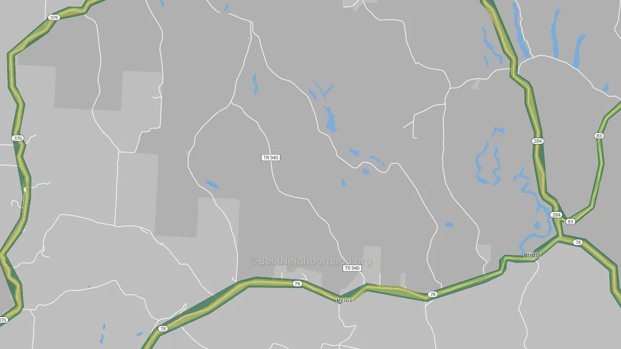 Meigs, OH Map of Noise Levels in Meigs