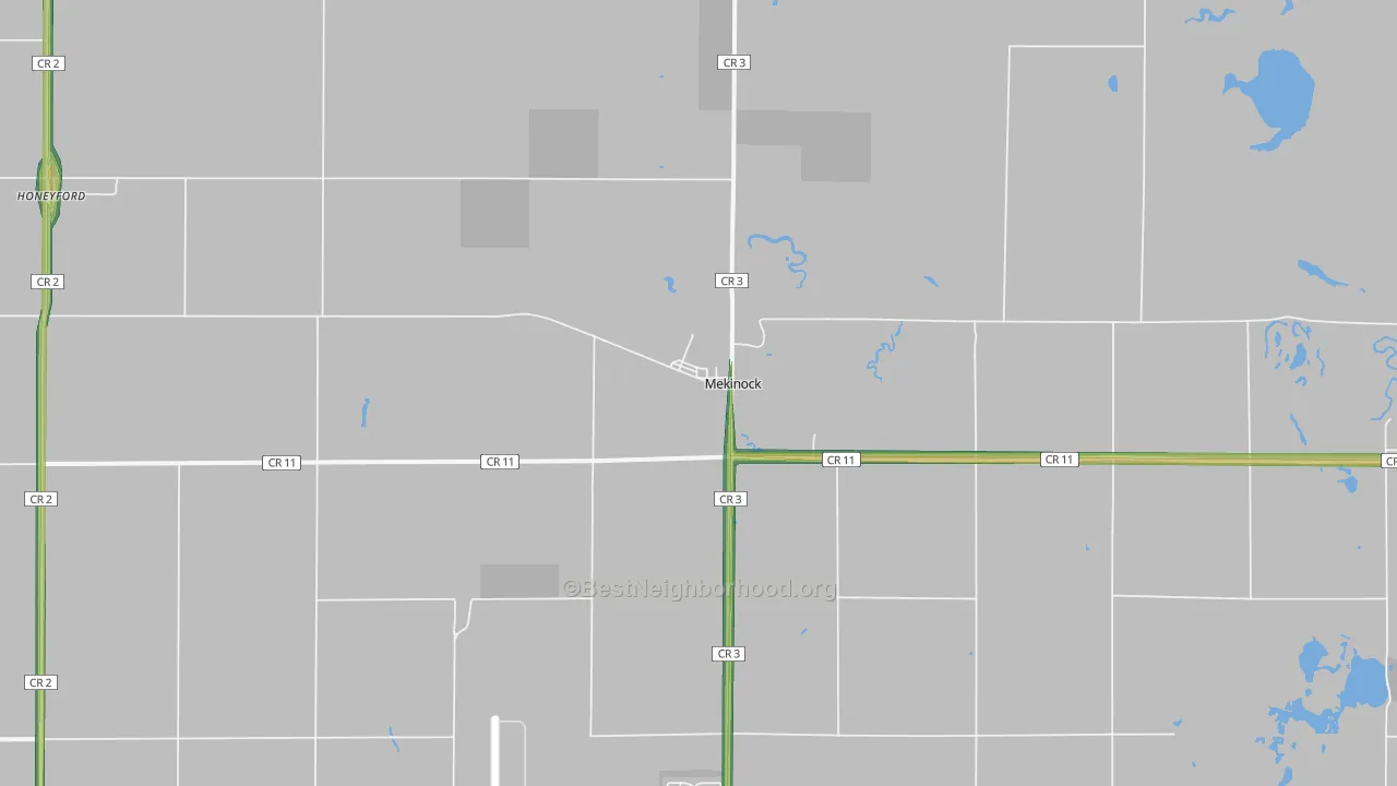 Mekinock, ND Map of Noise Levels in Mekinock