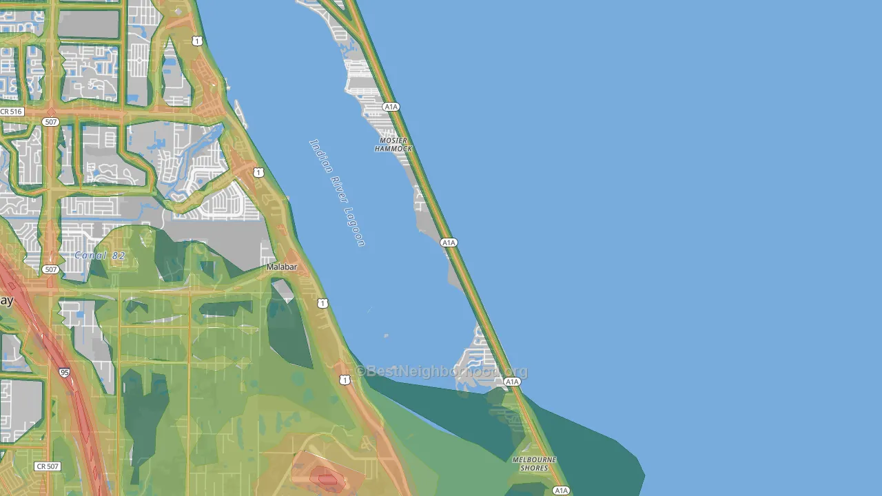 Melbourne Beach, FL Map of Noise Levels in Melbourne Beach