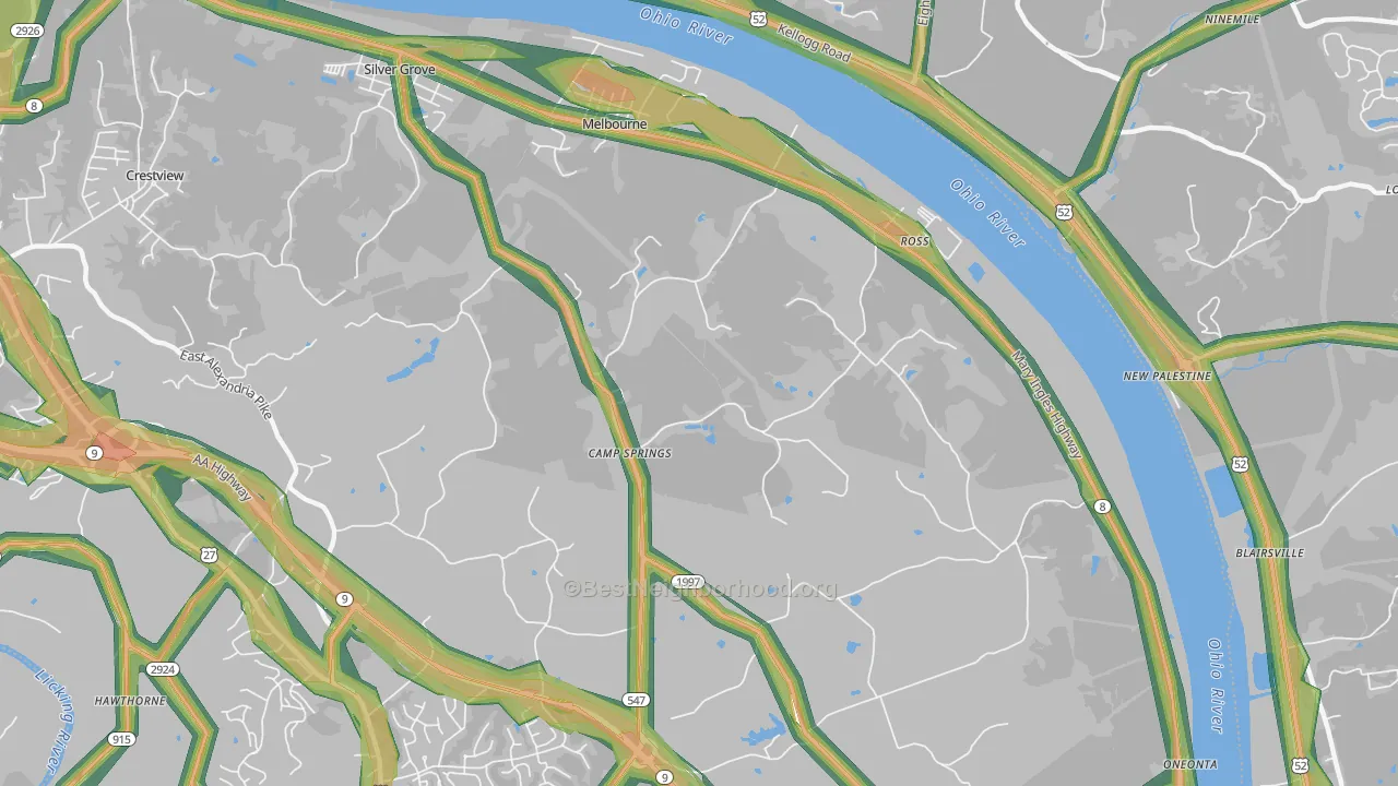 Melbourne, KY Map of Noise Levels in Melbourne