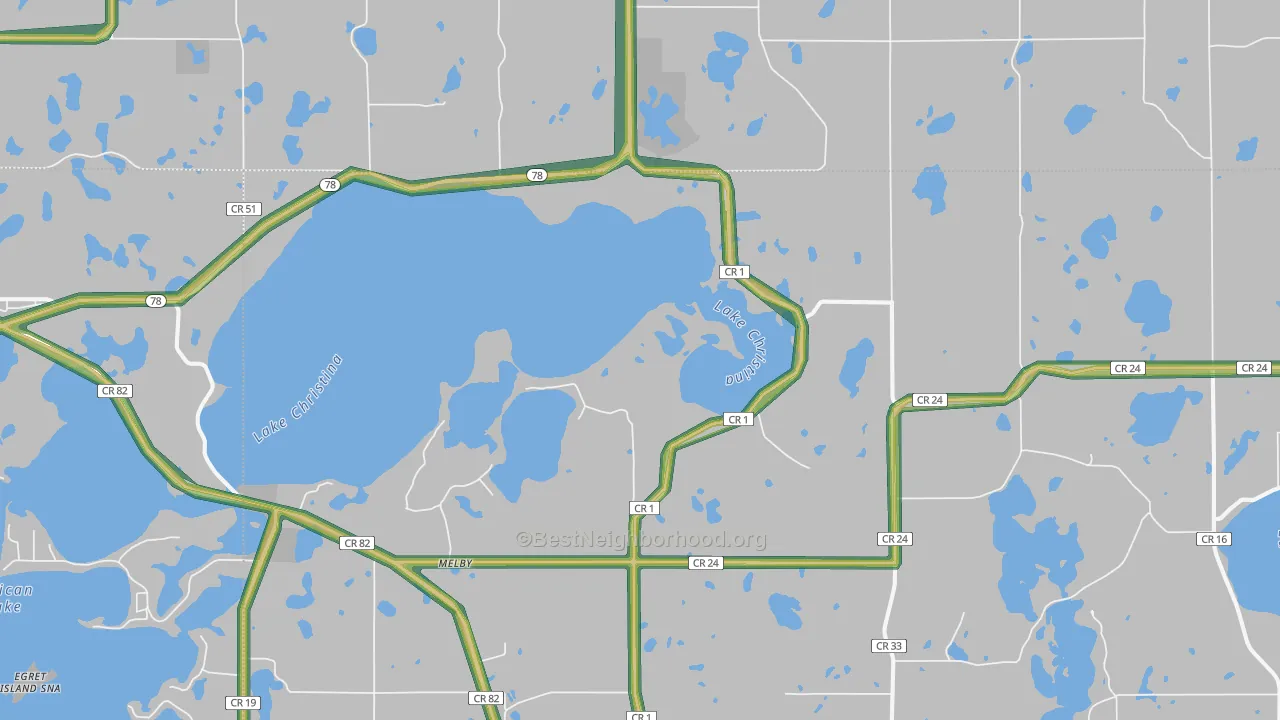 Melby, MN Map of Noise Levels in Melby