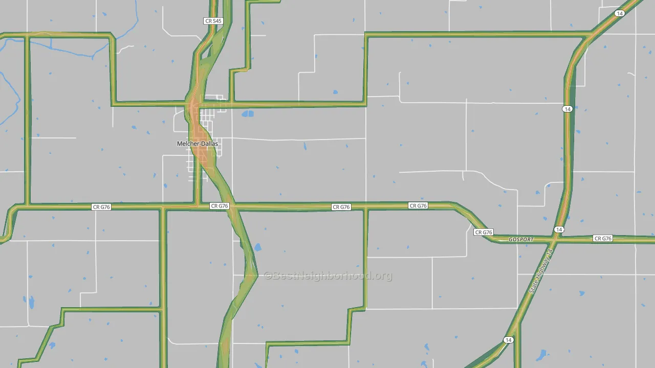 Melcher, IA Map of Noise Levels in Melcher