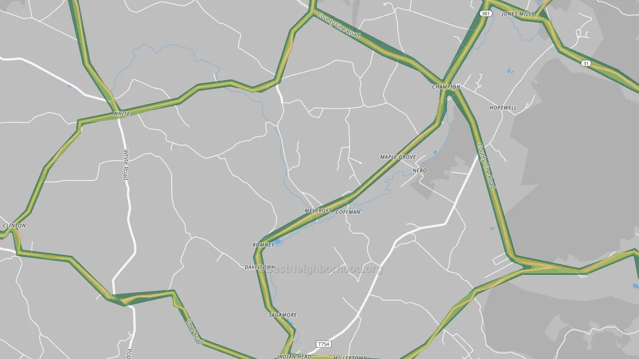 Melcroft, PA Map of Noise Levels in Melcroft