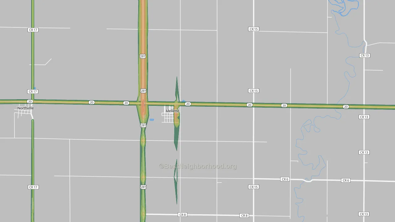 Mellette, SD Map of Noise Levels in Mellette