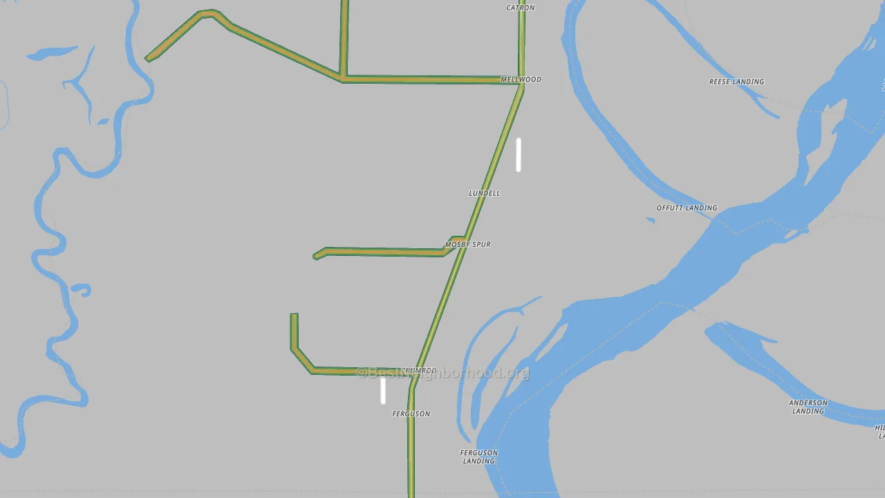 Mellwood, AR Map of Noise Levels in Mellwood