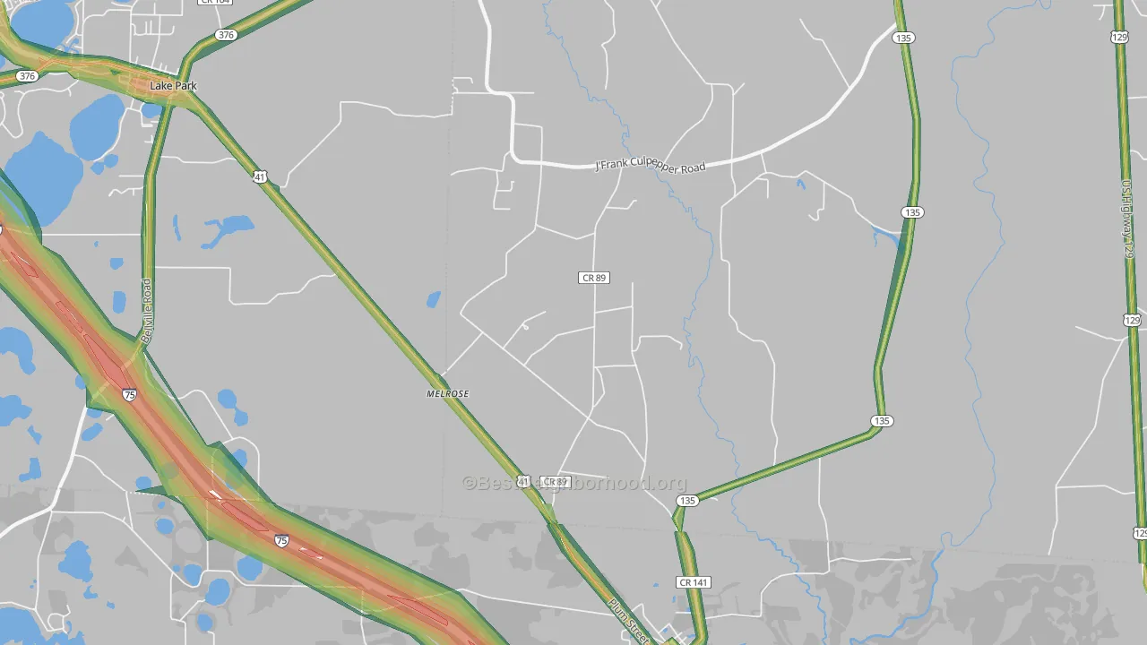 Melrose, GA Map of Noise Levels in Melrose