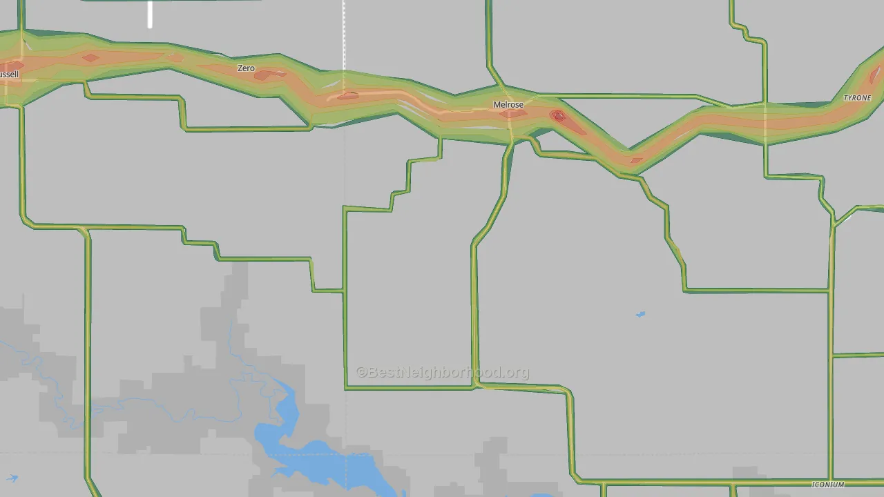 Melrose, IA Map of Noise Levels in Melrose