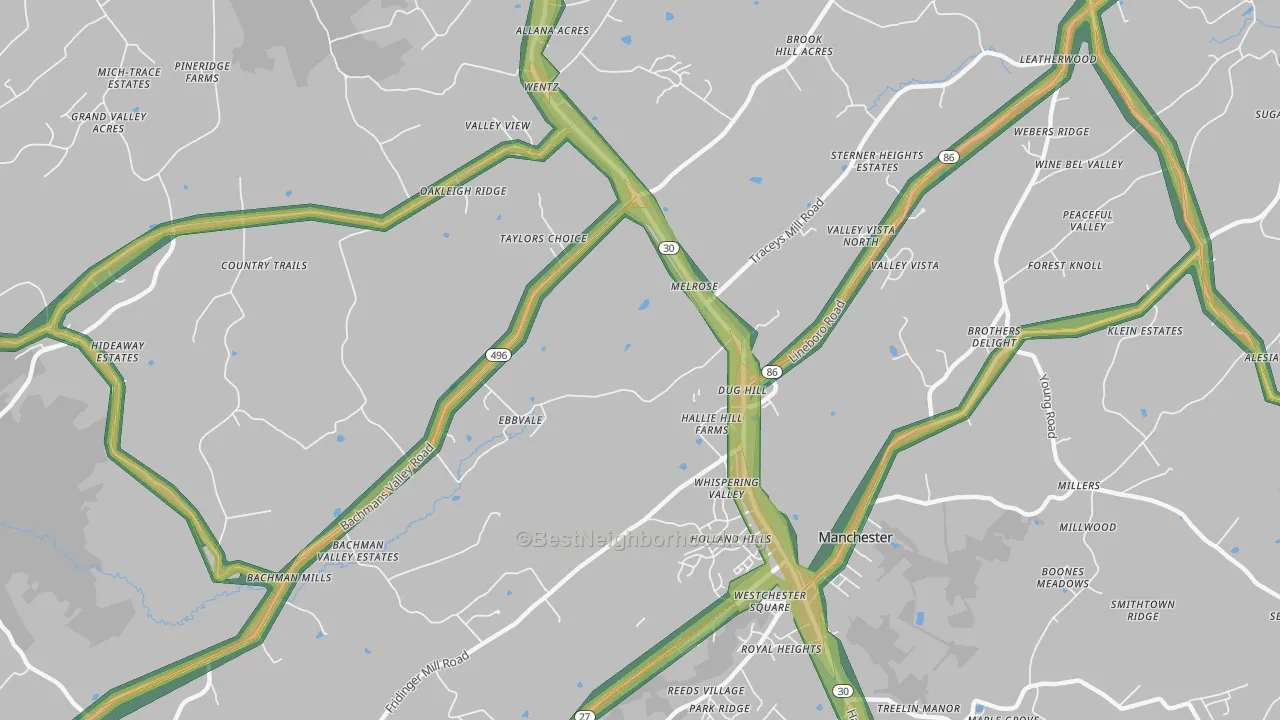 Melrose, MD Map of Noise Levels in Melrose