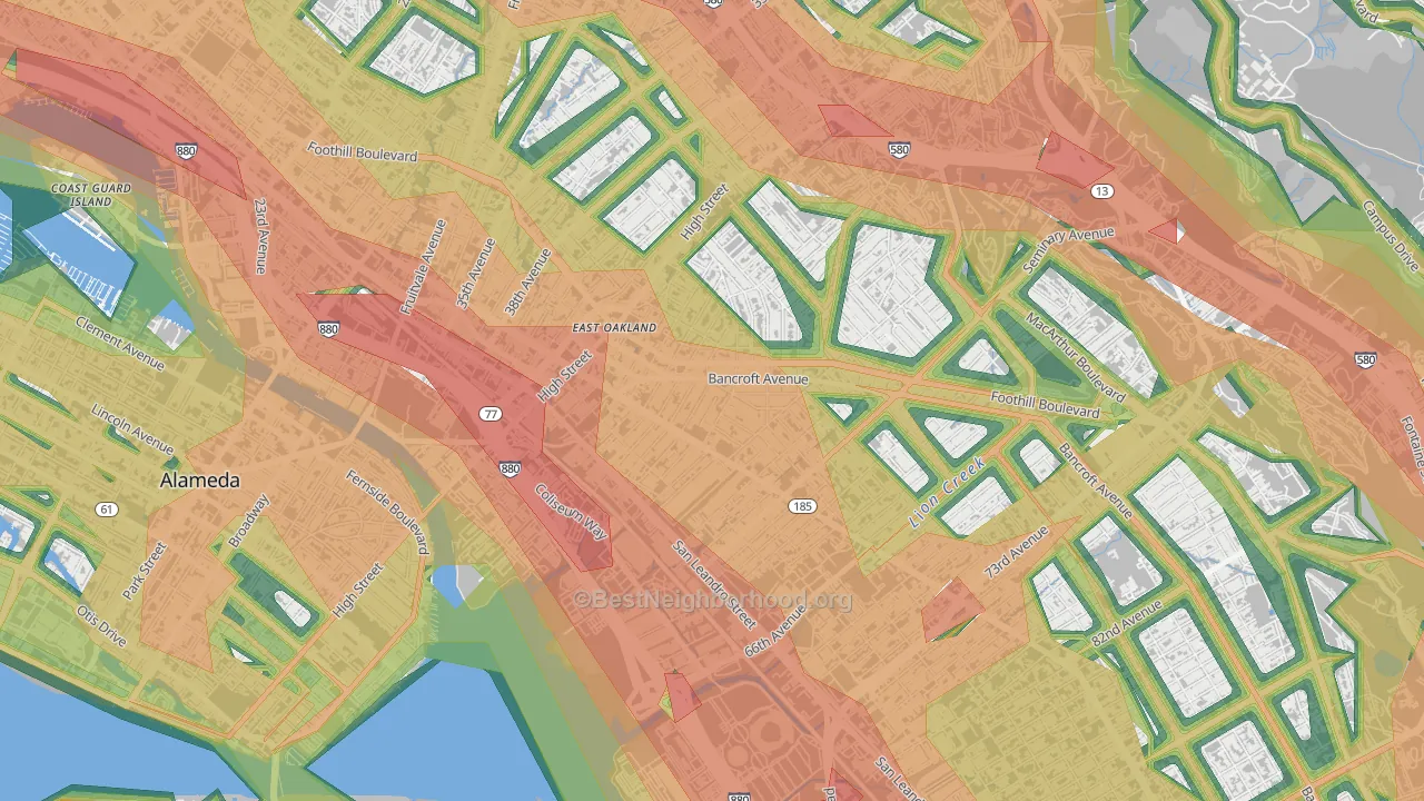 Melrose, Oakland, CA Map of Noise Levels in Melrose