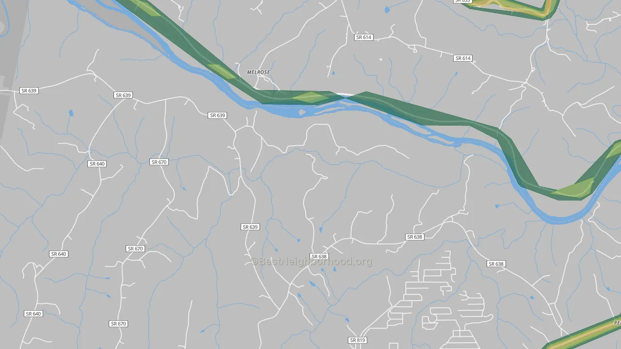 Melrose, VA Map of Noise Levels in Melrose
