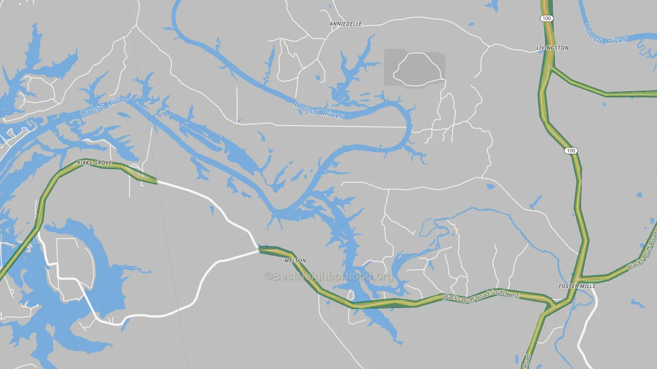 Melson, GA Map of Noise Levels in Melson