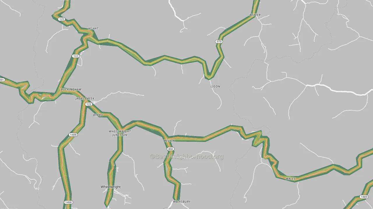 Melvin, KY Map of Noise Levels in Melvin