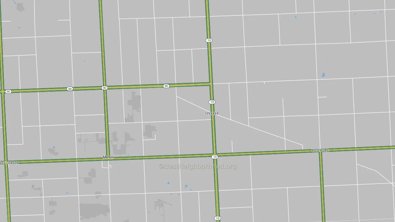 Melvin, MI Map of Noise Levels in Melvin