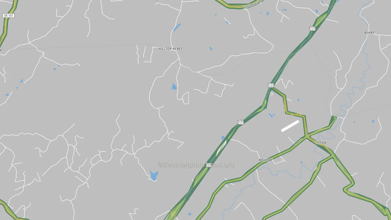 Melvine, TN Map of Noise Levels in Melvine