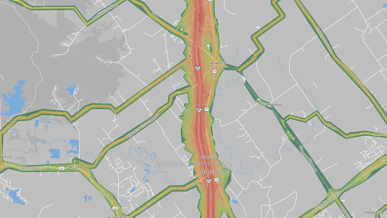 Memphis, IN Map of Noise Levels in Memphis