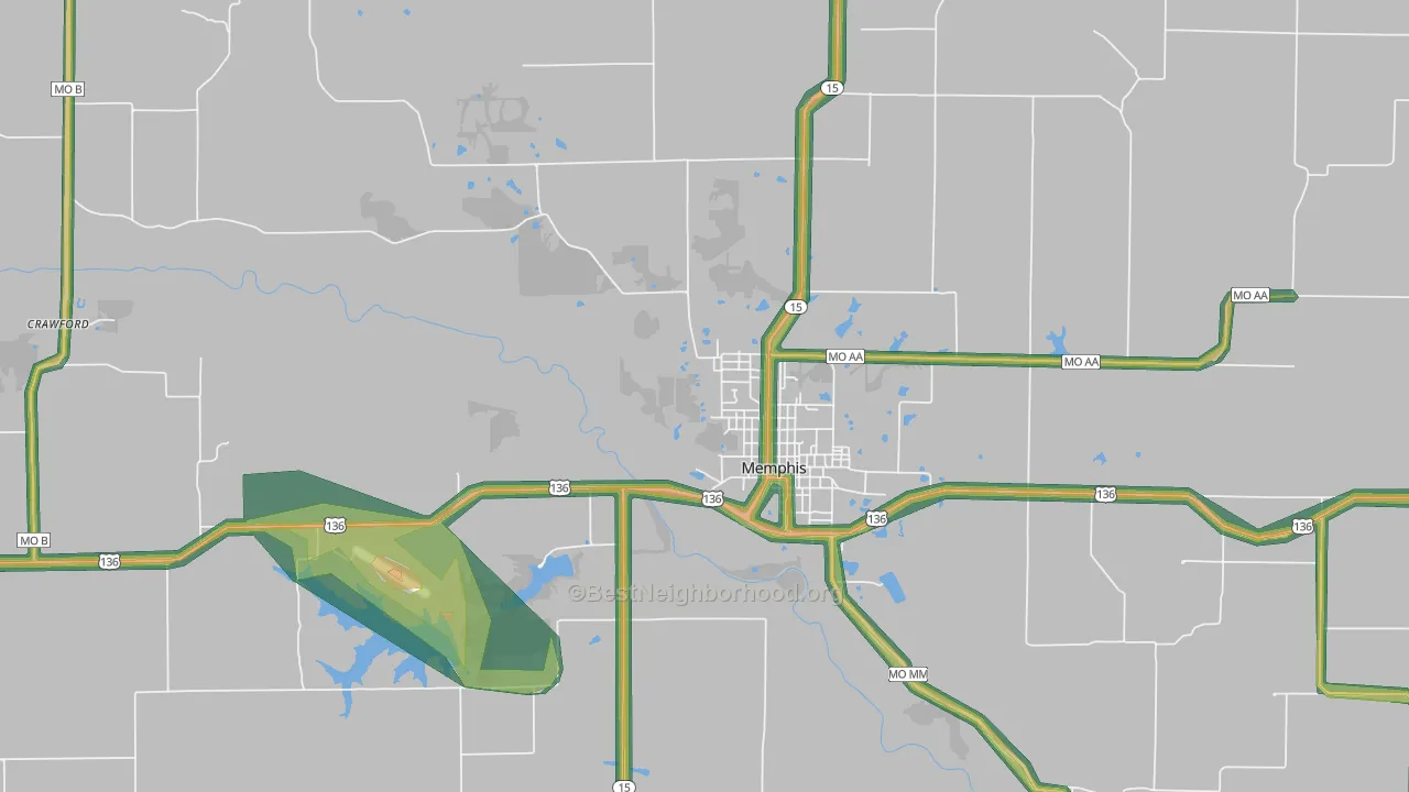 Memphis, MO Map of Noise Levels in Memphis