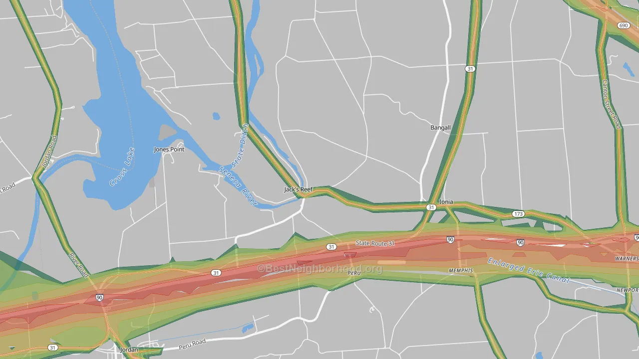 Memphis, NY Map of Noise Levels in Memphis
