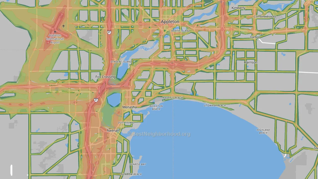 Menasha, WI Map of Noise Levels in Menasha