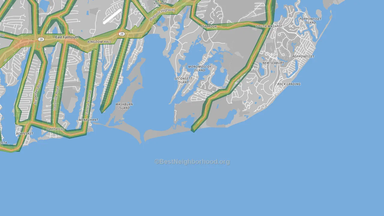 Menauhant, MA Map of Noise Levels in Menauhant