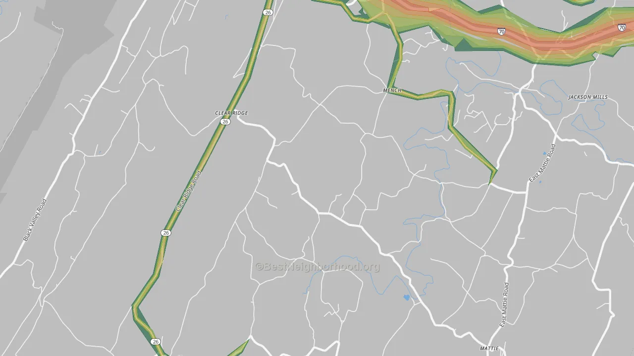 Mench, PA Map of Noise Levels in Mench