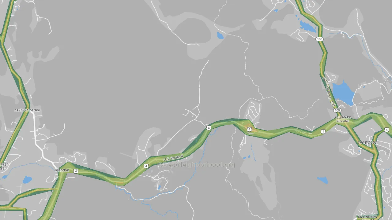 Mendon, VT Map of Noise Levels in Mendon