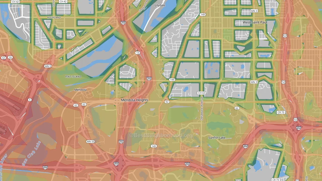 Mendota Heights, MN Map of Noise Levels in Mendota Heights