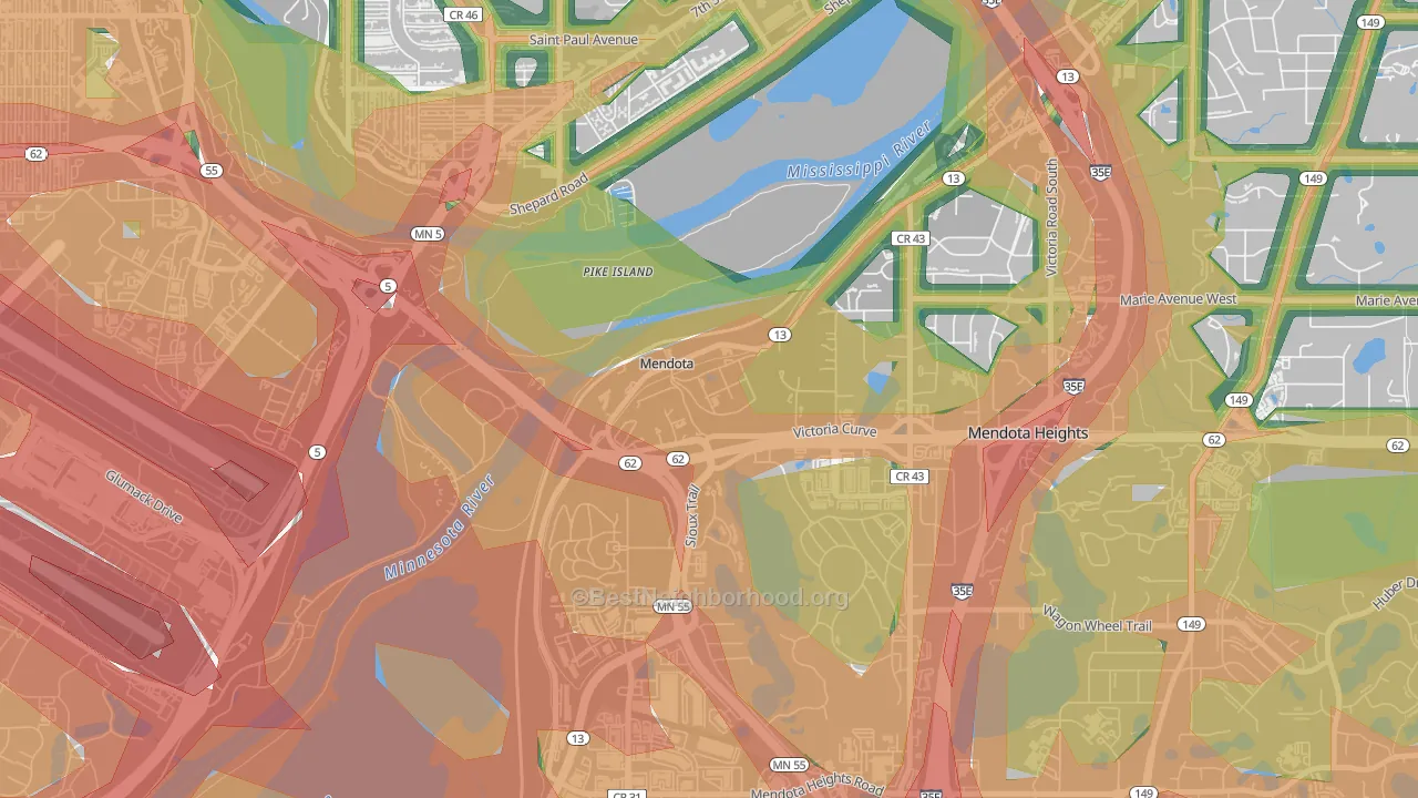 Mendota, MN Map of Noise Levels in Mendota
