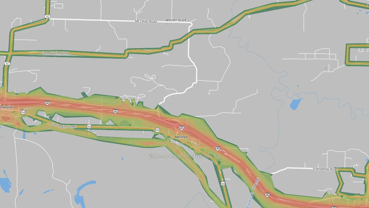 Menifee, AR Map of Noise Levels in Menifee
