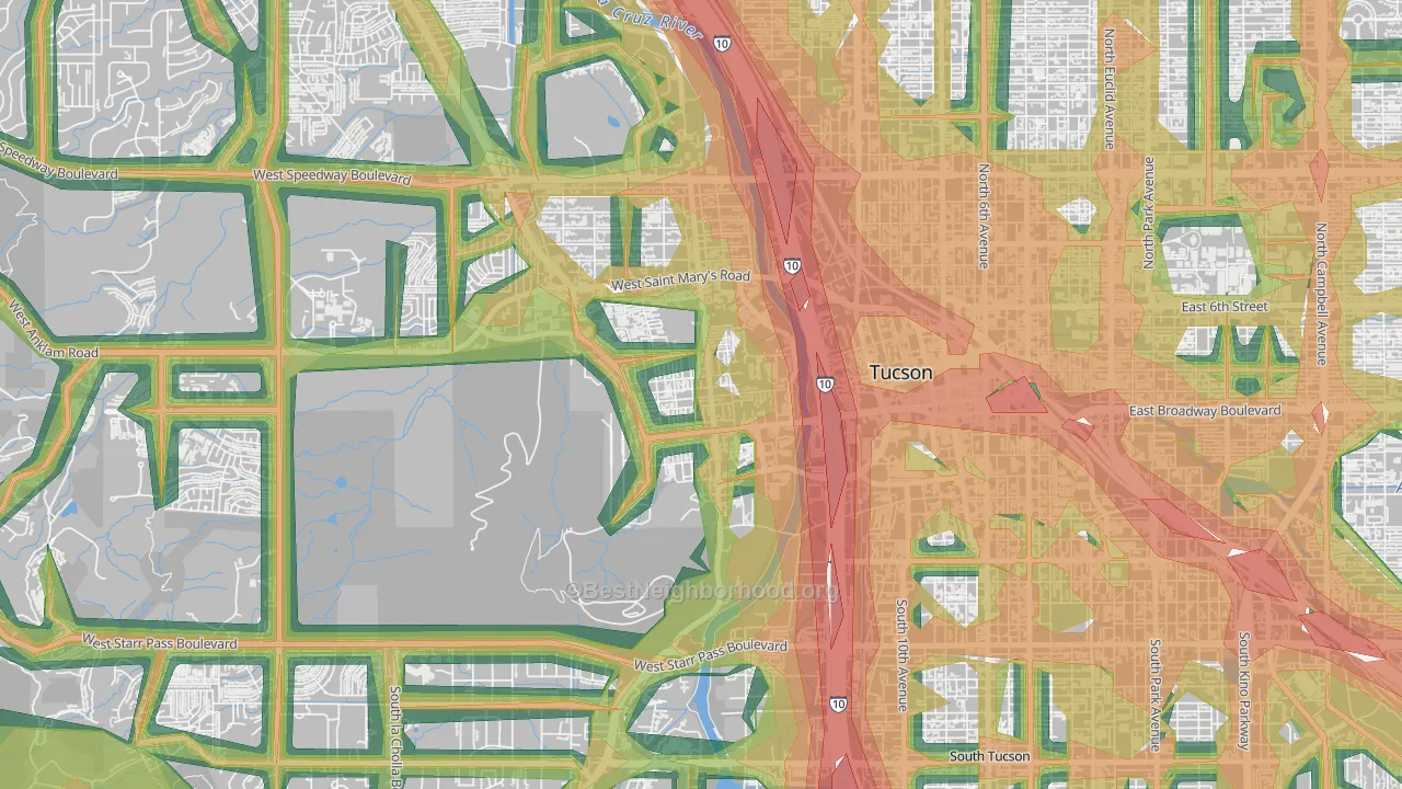 Menlo Park, Tucson, AZ Map of Noise Levels in Menlo Park