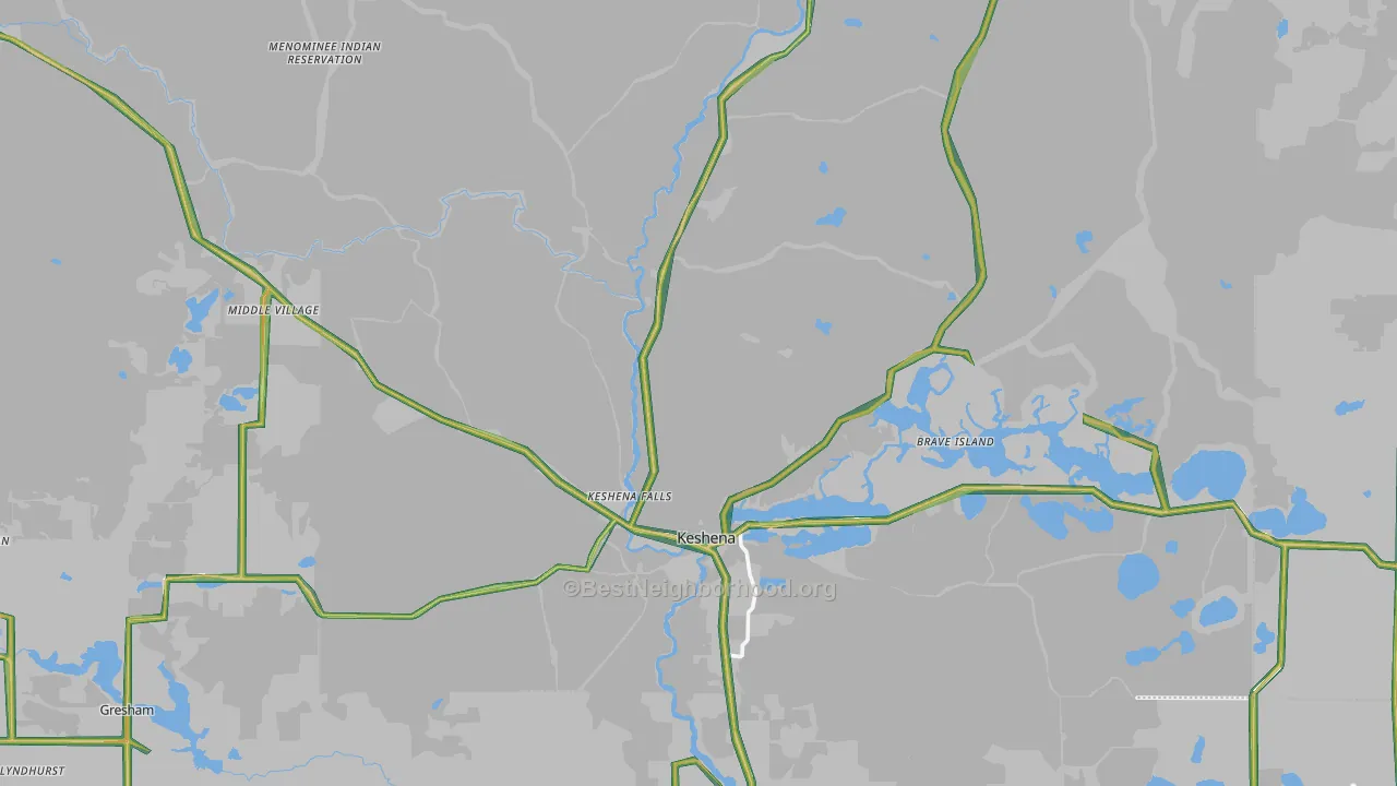 Menominee County, WI Map of Noise Levels in Menominee County