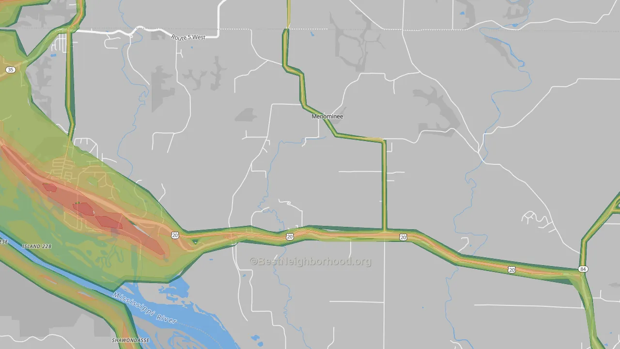 Menominee, IL Map of Noise Levels in Menominee