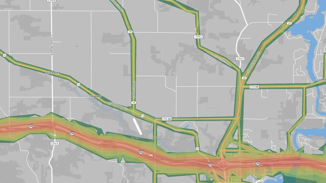 Menomonie Junction, WI Map of Noise Levels in Menomonie Junction