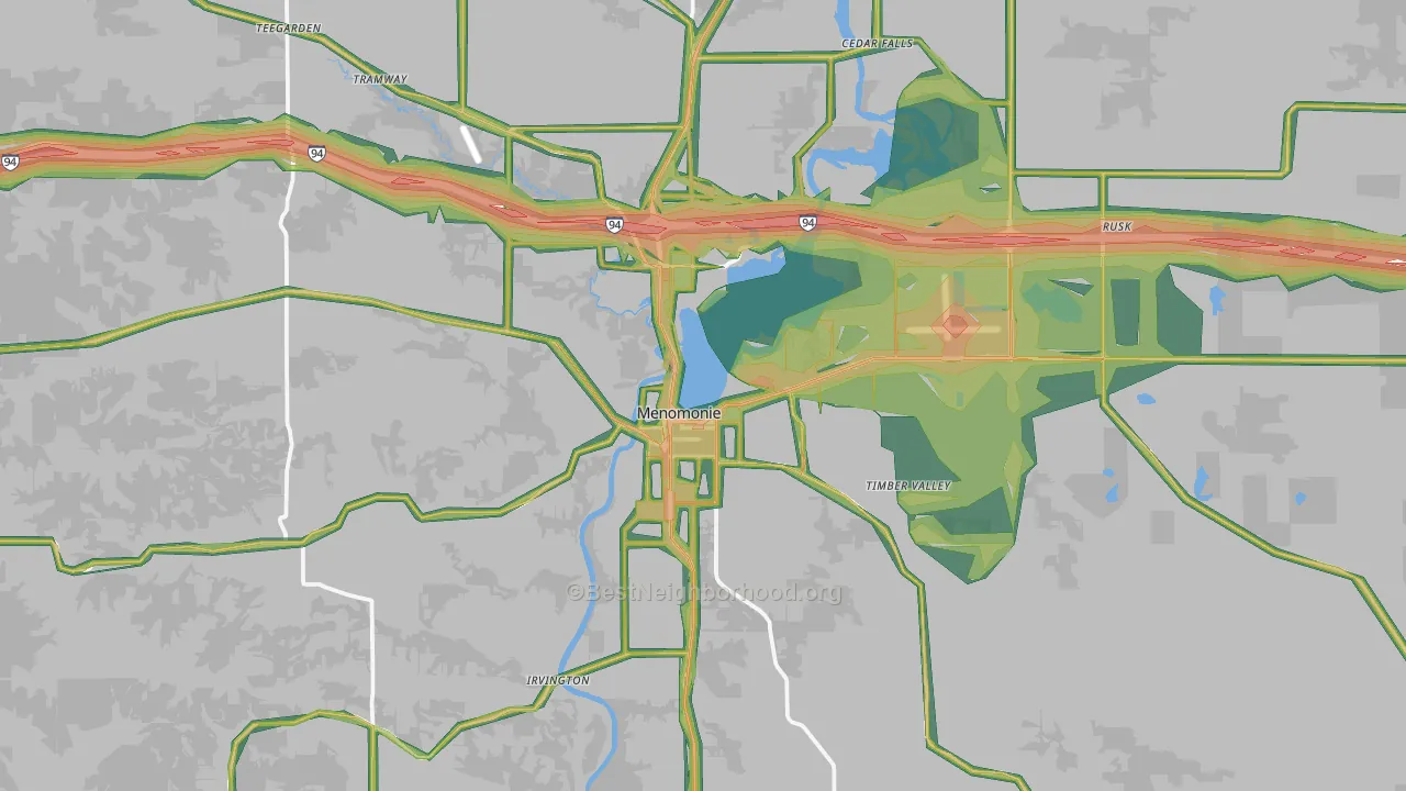 Menomonie, WI Map of Noise Levels in Menomonie