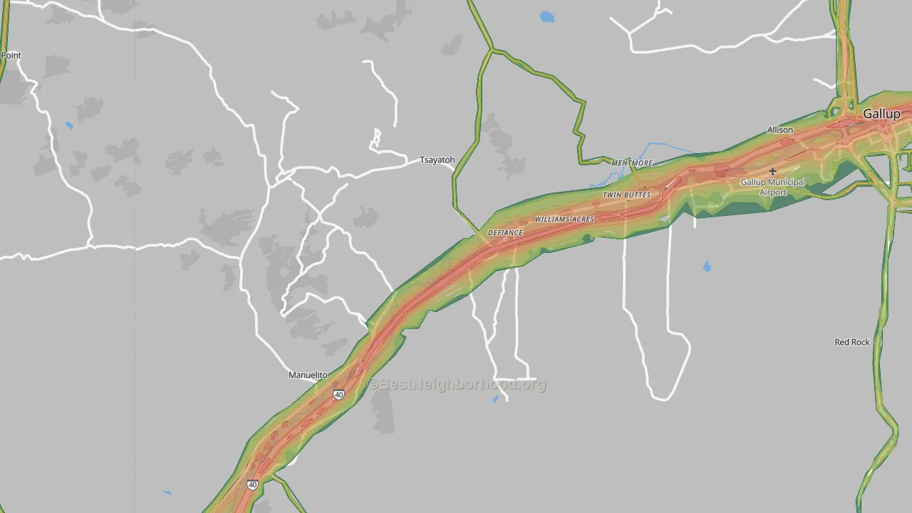 Mentmore, NM Map of Noise Levels in Mentmore