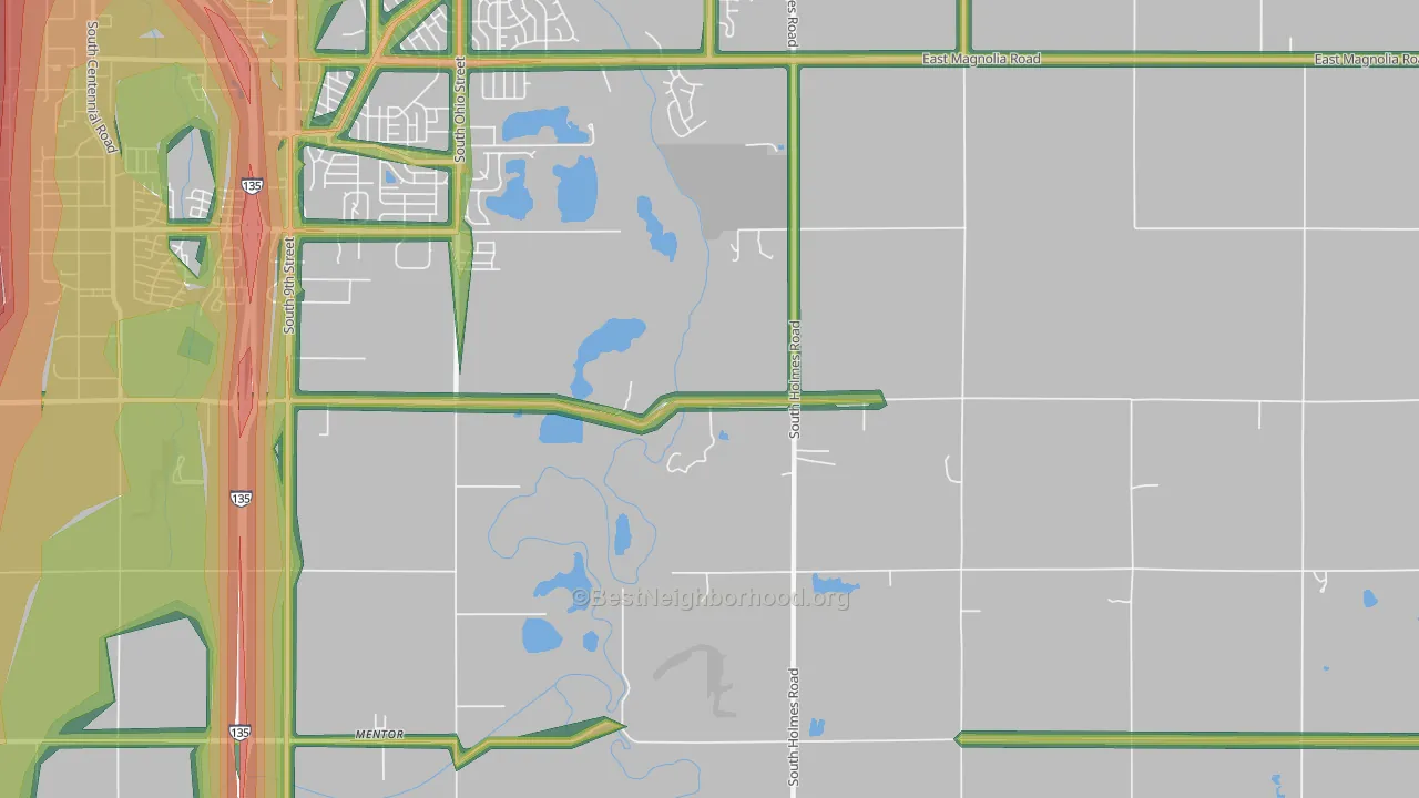 Mentor, KS Map of Noise Levels in Mentor