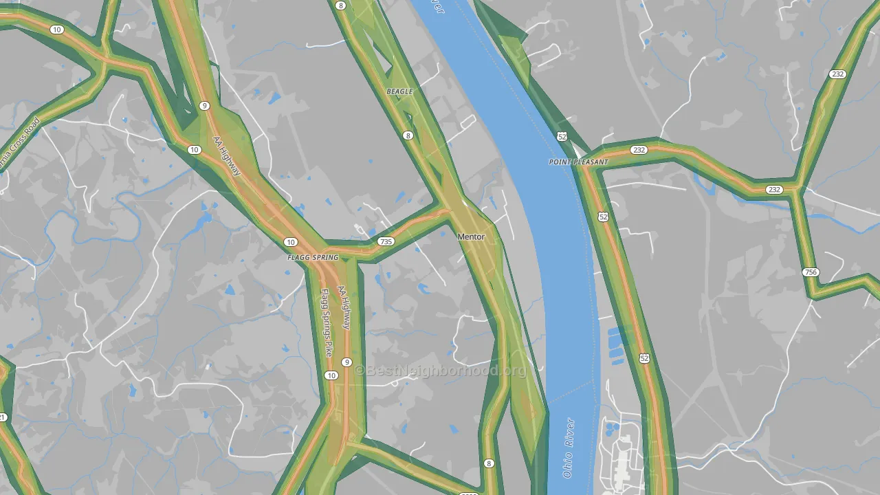 Mentor, KY Map of Noise Levels in Mentor