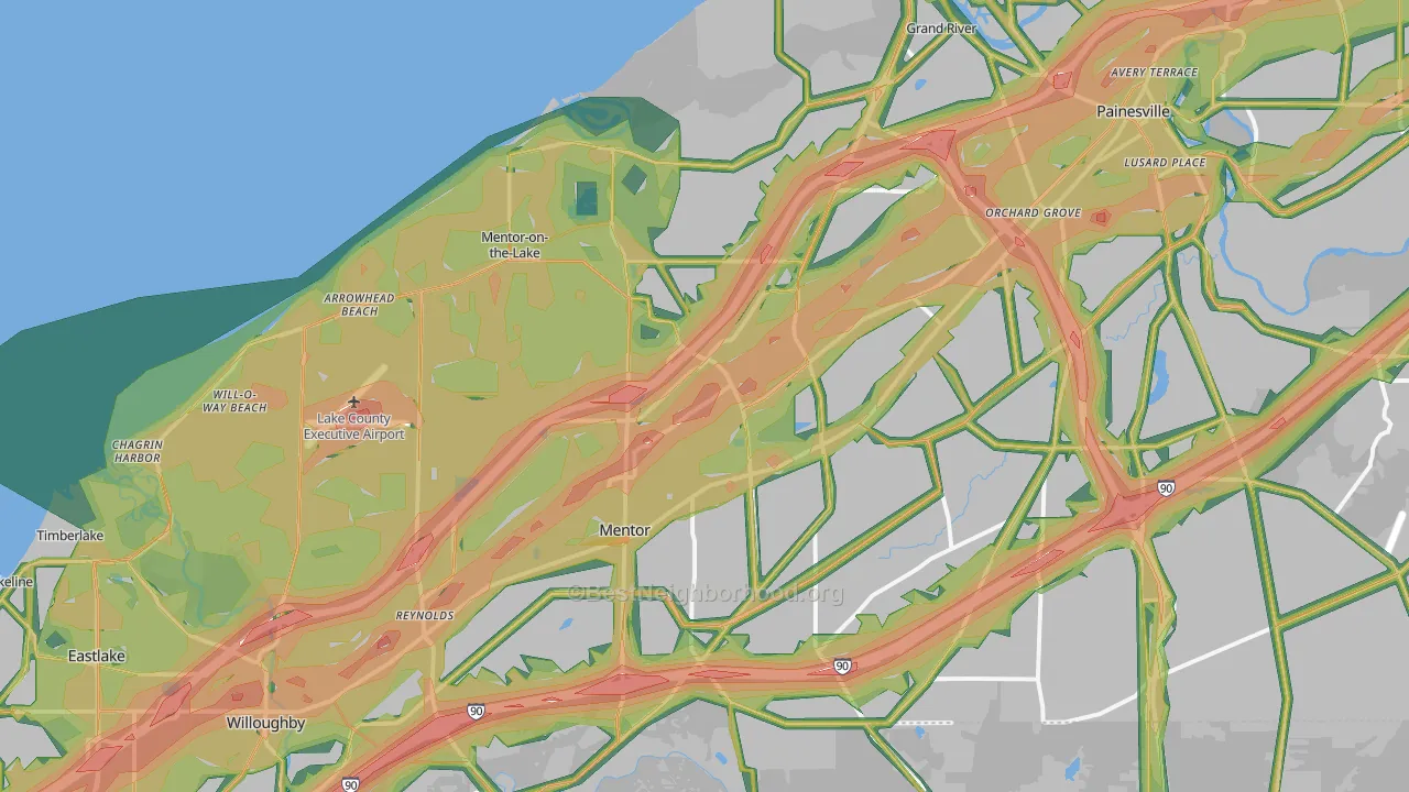 Mentor, OH Map of Noise Levels in Mentor